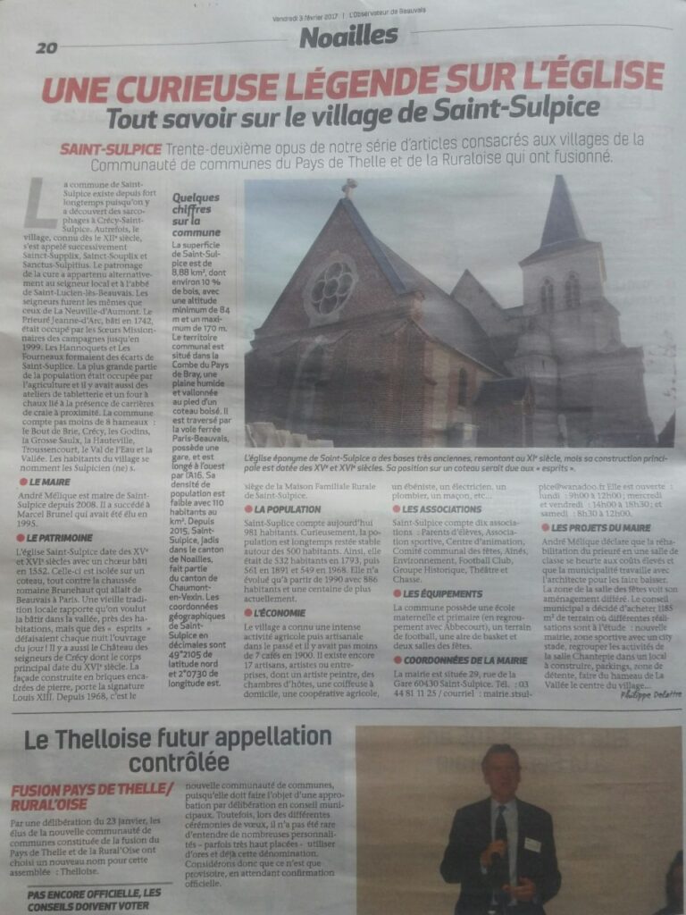 Article de journal sur l'Église de Saint-Sulpice